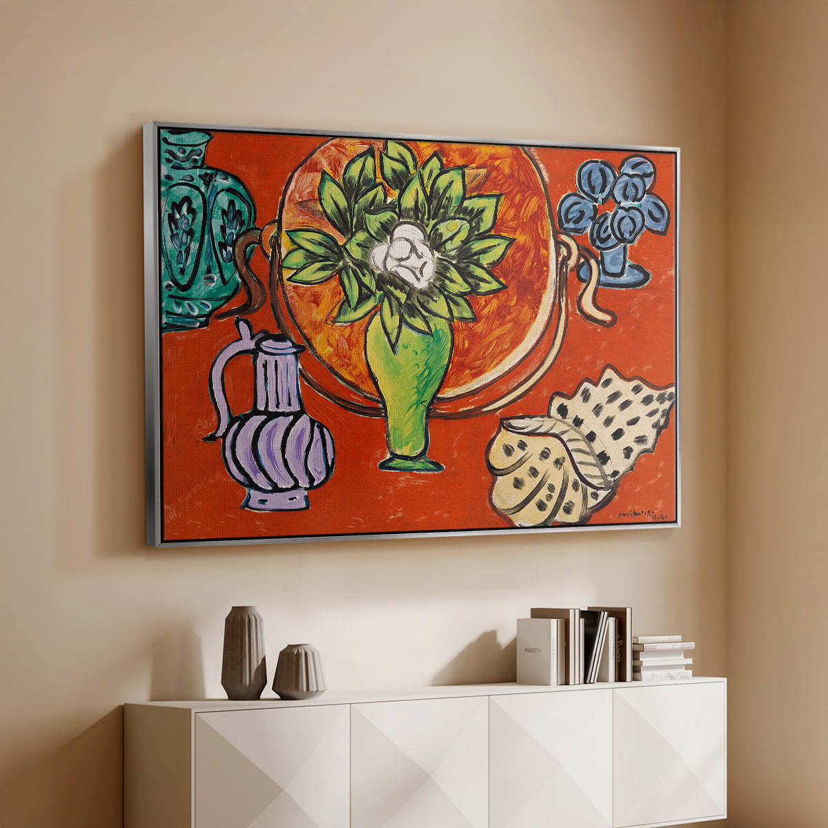 Still Life with a Magnolia (Nature morte au magnolia), 1941 - Floater Framed Canvas Print
