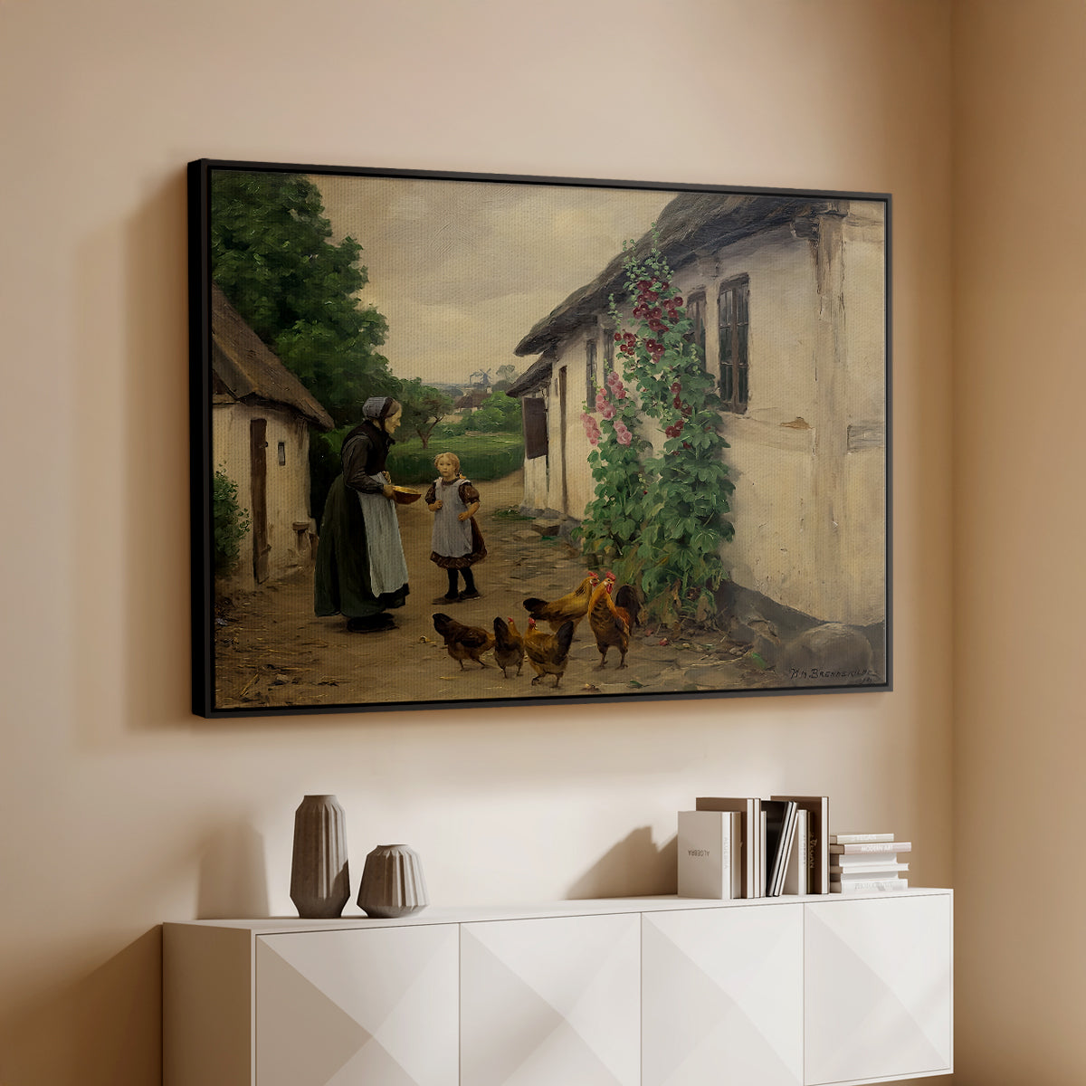 Visit to Grandmother, 1914 - Floater Framed Canvas Print