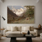 Canvas art print featuring a natural scene with valleys and rocky formations, displayed in a spacious living room