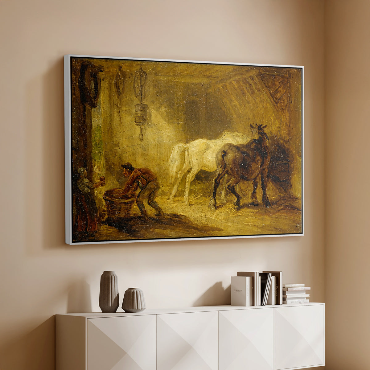 Heath Ewe and Lambs, 1810 - Floater Framed Canvas Print