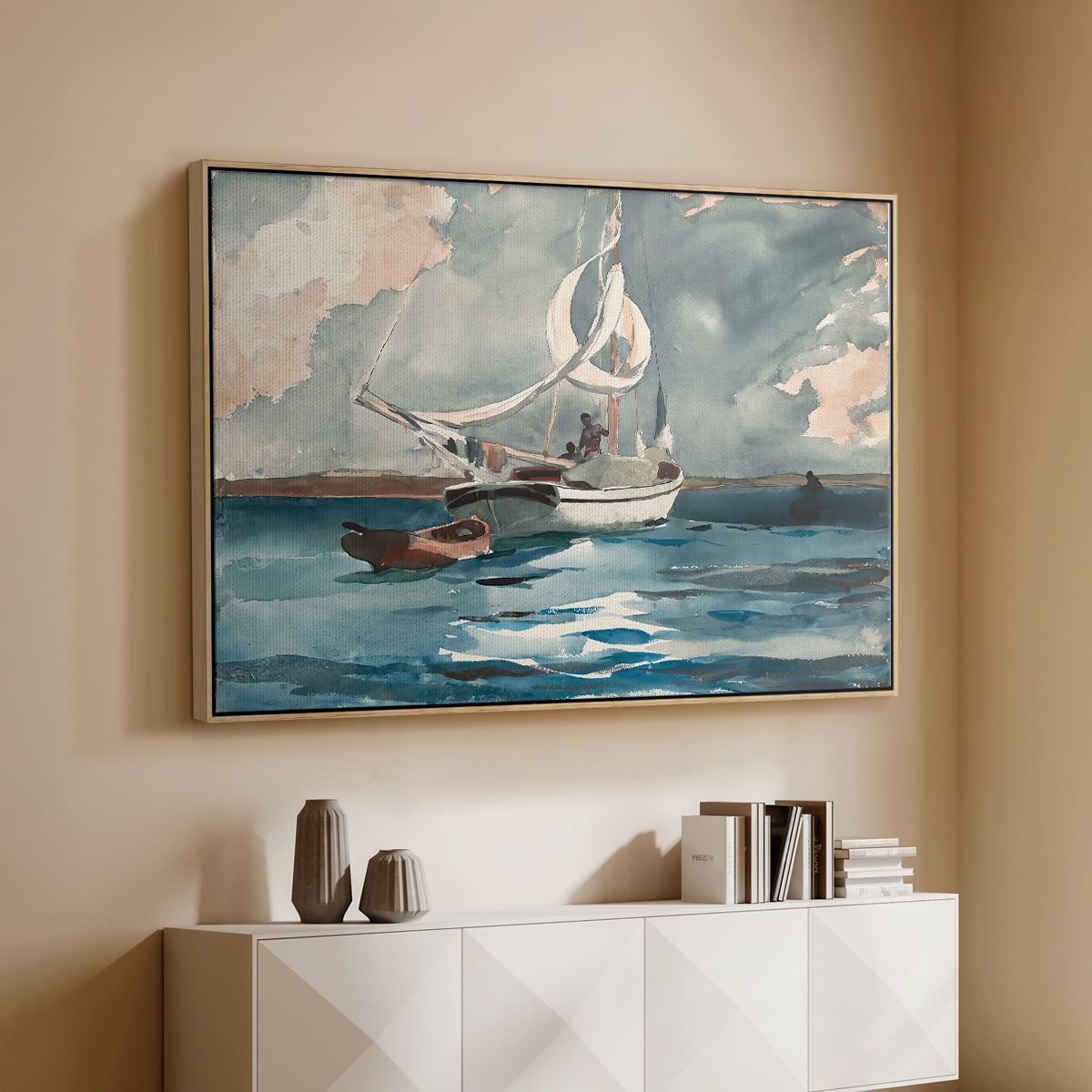 Sloop, Nassau, 1899 - Floater Framed Canvas Print