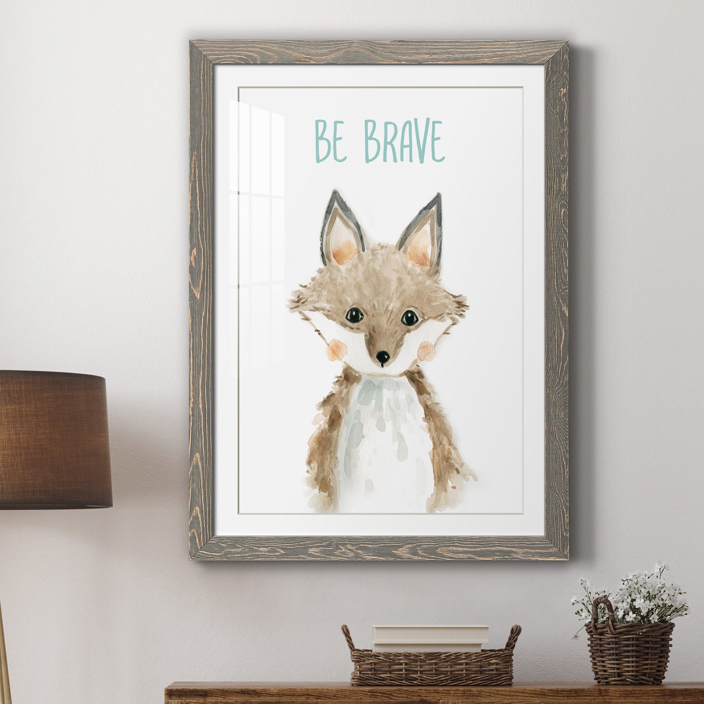 Be Brave Fox - Premium Framed Print - Distressed Barnwood Frame - Ready to Hang