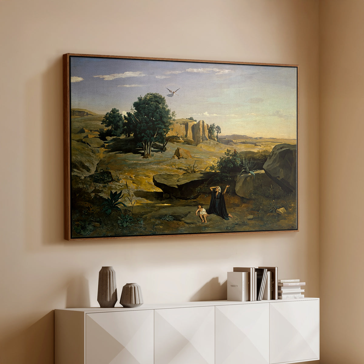 Hagar in the Wilderness, 1835 - Floater Framed Canvas Print