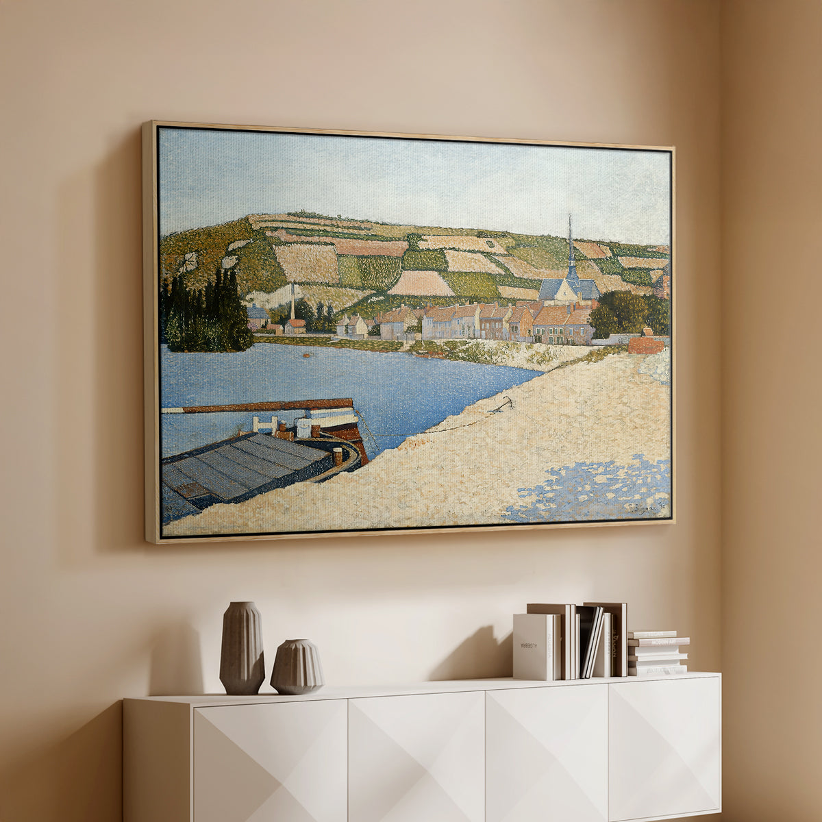 The Riverbank, Les Andelys, 1886 - Floater Framed Canvas Print