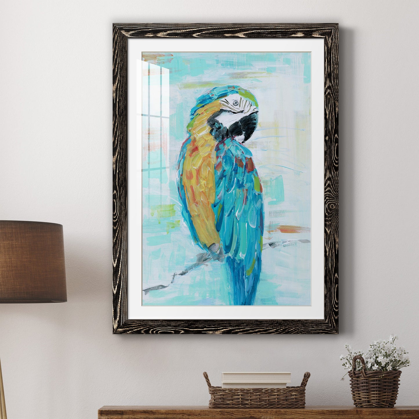 Island Parrot I - Premium Framed Print - Distressed Barnwood Frame - Ready to Hang