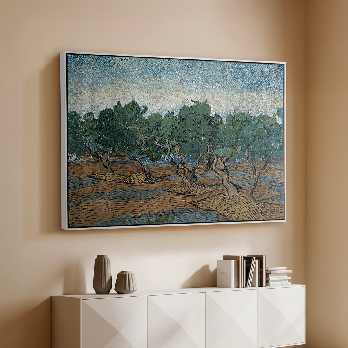 Olive Trees, 1889 - Floater Framed Canvas Print