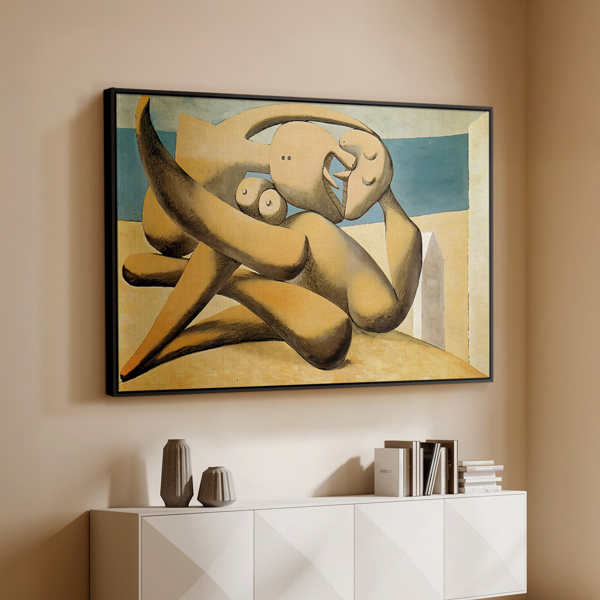 Figures at the Seaside (The Kiss), 1931 - Floater Framed Canvas Print