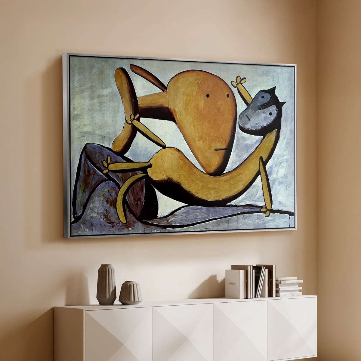 Cat and Big Fish, c. 1931 - Floater Framed Canvas Print