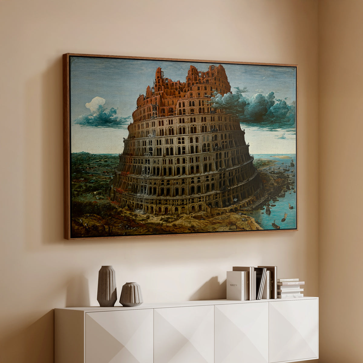 The Tower of Babel, c. 1568 - Floater Framed Canvas Print