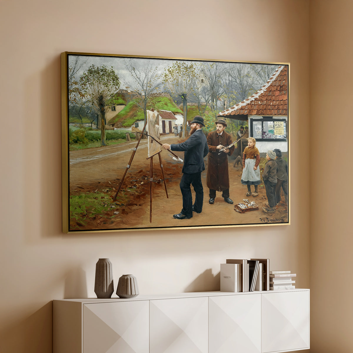 L. A. Ring Painting near Aasum Smithy, 1893 - Floater Framed Canvas Print