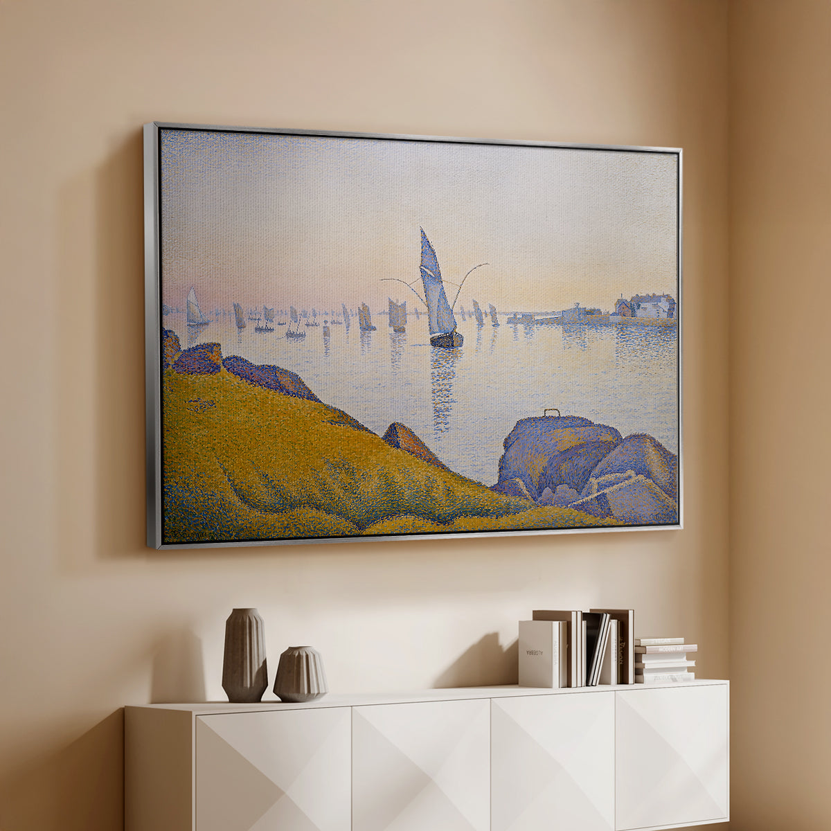 Evening Calm, Concarneau, Opus 220, 1891 - Floater Framed Canvas Print