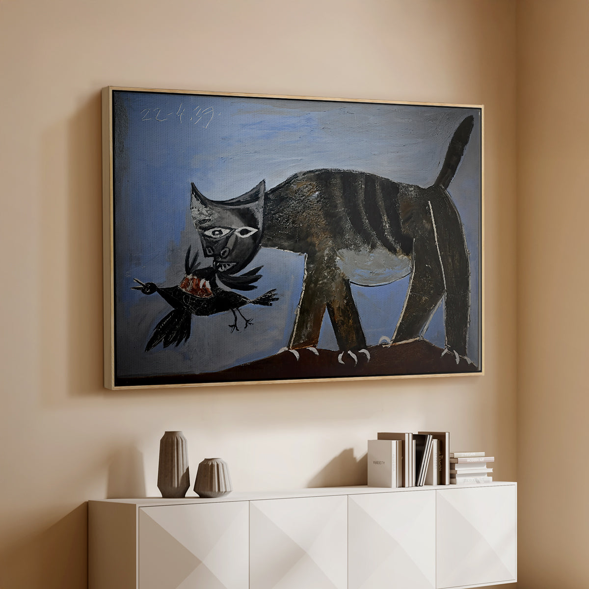 Cat Catching a Bird, 1939 - Floater Framed Canvas Print