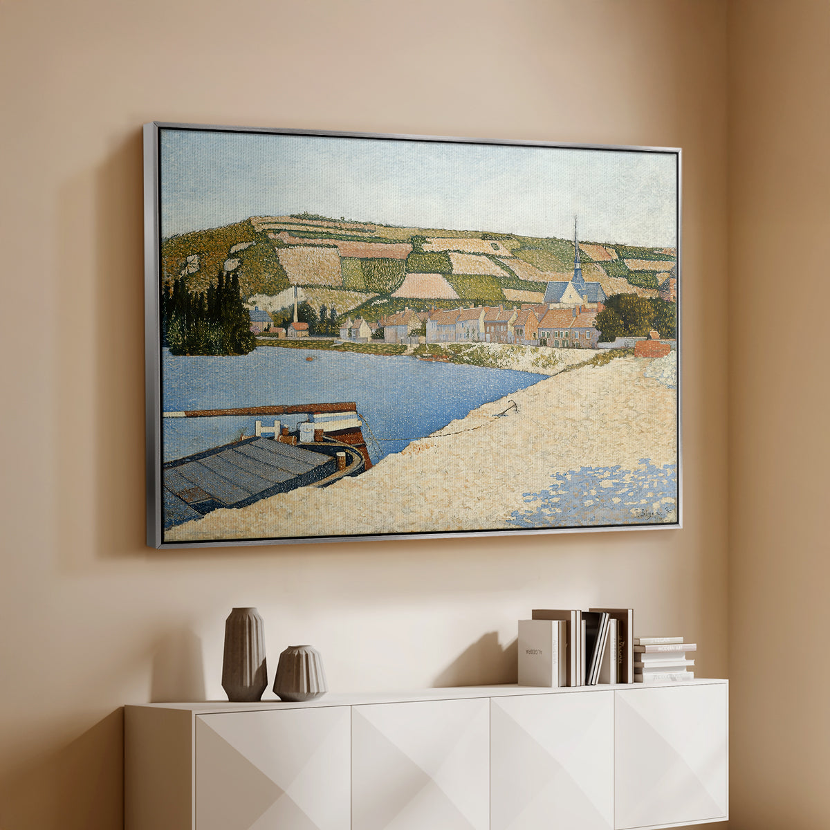 The Riverbank, Les Andelys, 1886 - Floater Framed Canvas Print