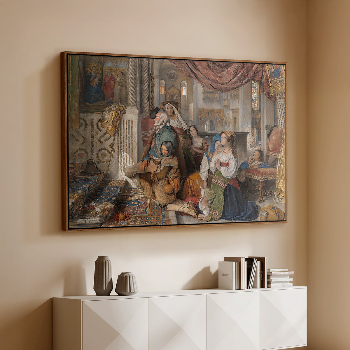 Roman Pilgrims, 1854 - Floater Framed Canvas Print