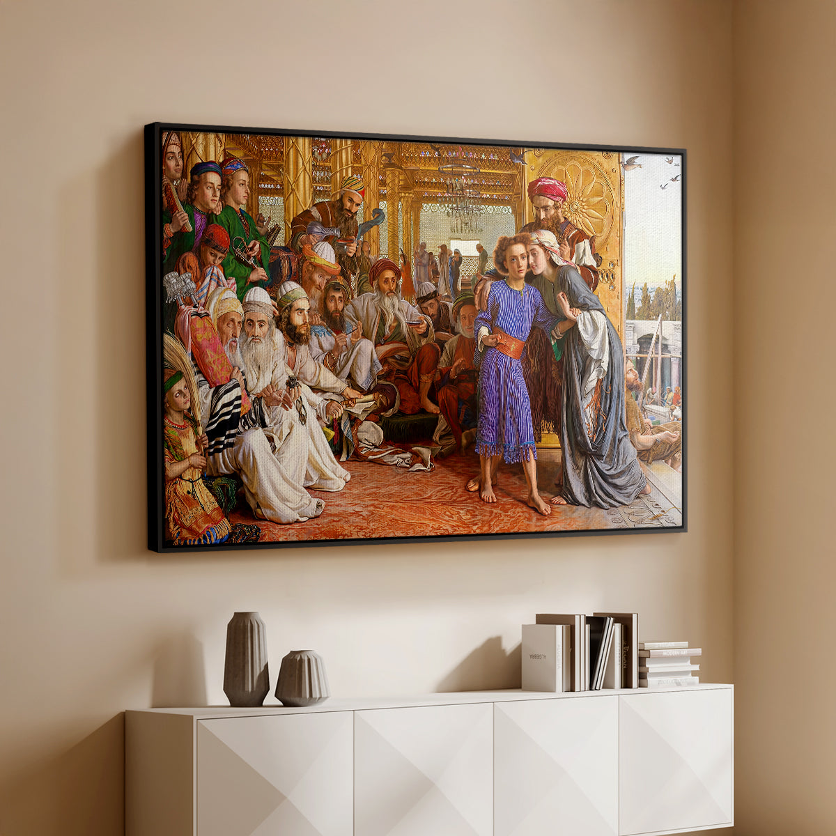 The Finding of the Saviour in the Temple, 1854-1860 - Floater Framed Canvas Print