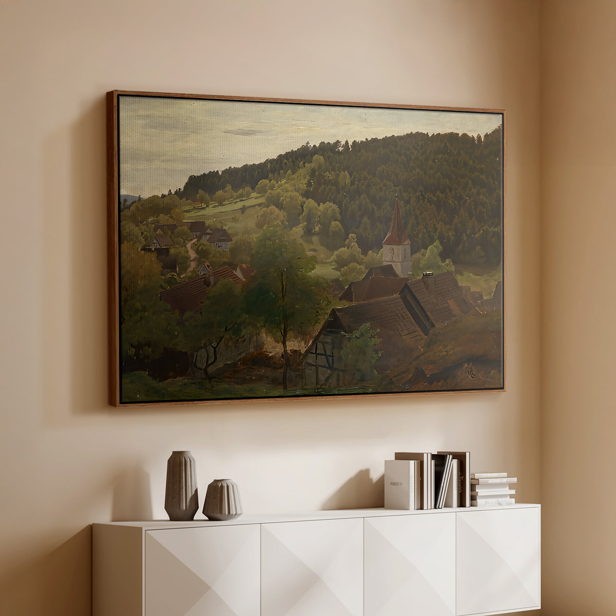 Landscape from Ebersteinburg in Baden, 1876 - Floater Framed Canvas Print