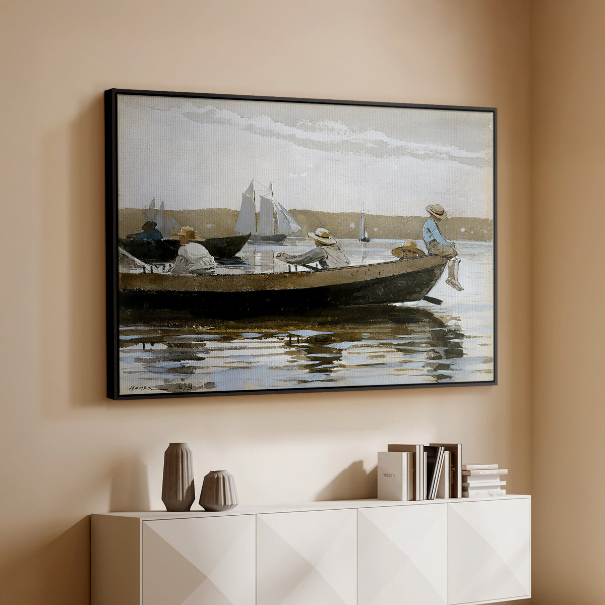 Boys in a Dory, 1873 - Floater Framed Canvas Print