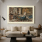 Canvas art print featuring a richly detailed room interior with literary atmosphere, displayed in a spacious living room
