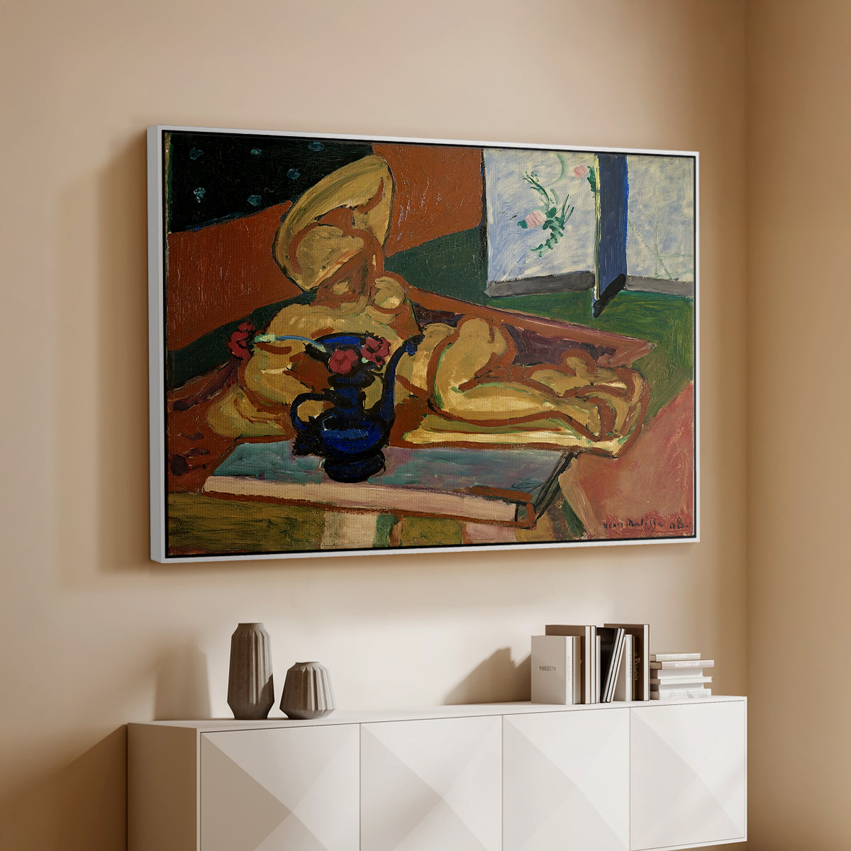 Sculpture and Persian Vase (The Bronze Figure), 1908 - Floater Framed Canvas Print