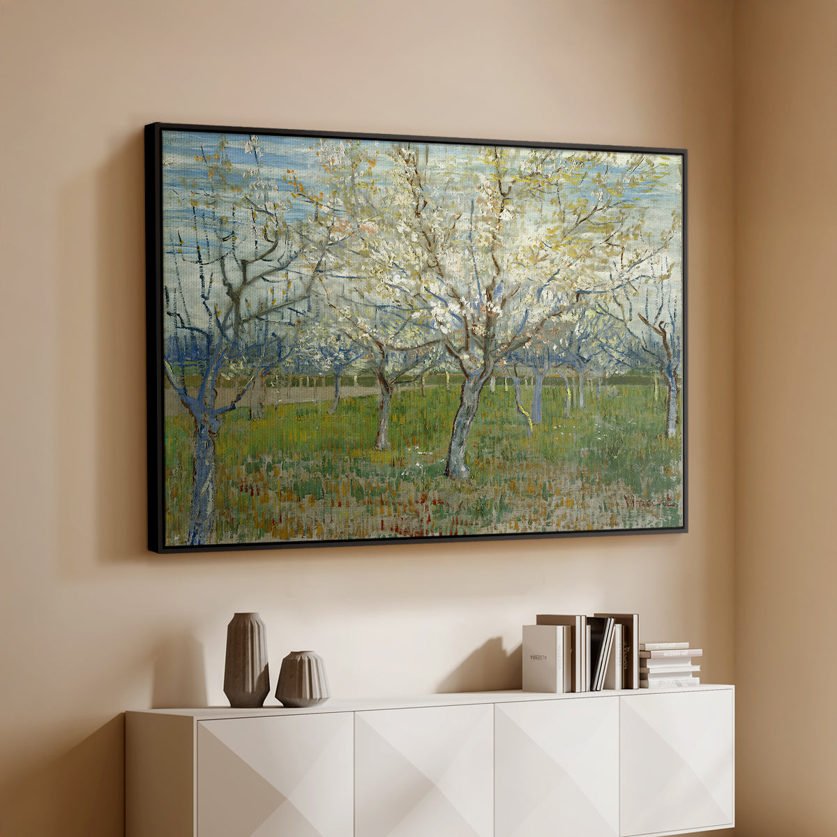 The Pink Orchard, 1888 - Floater Framed Canvas Print