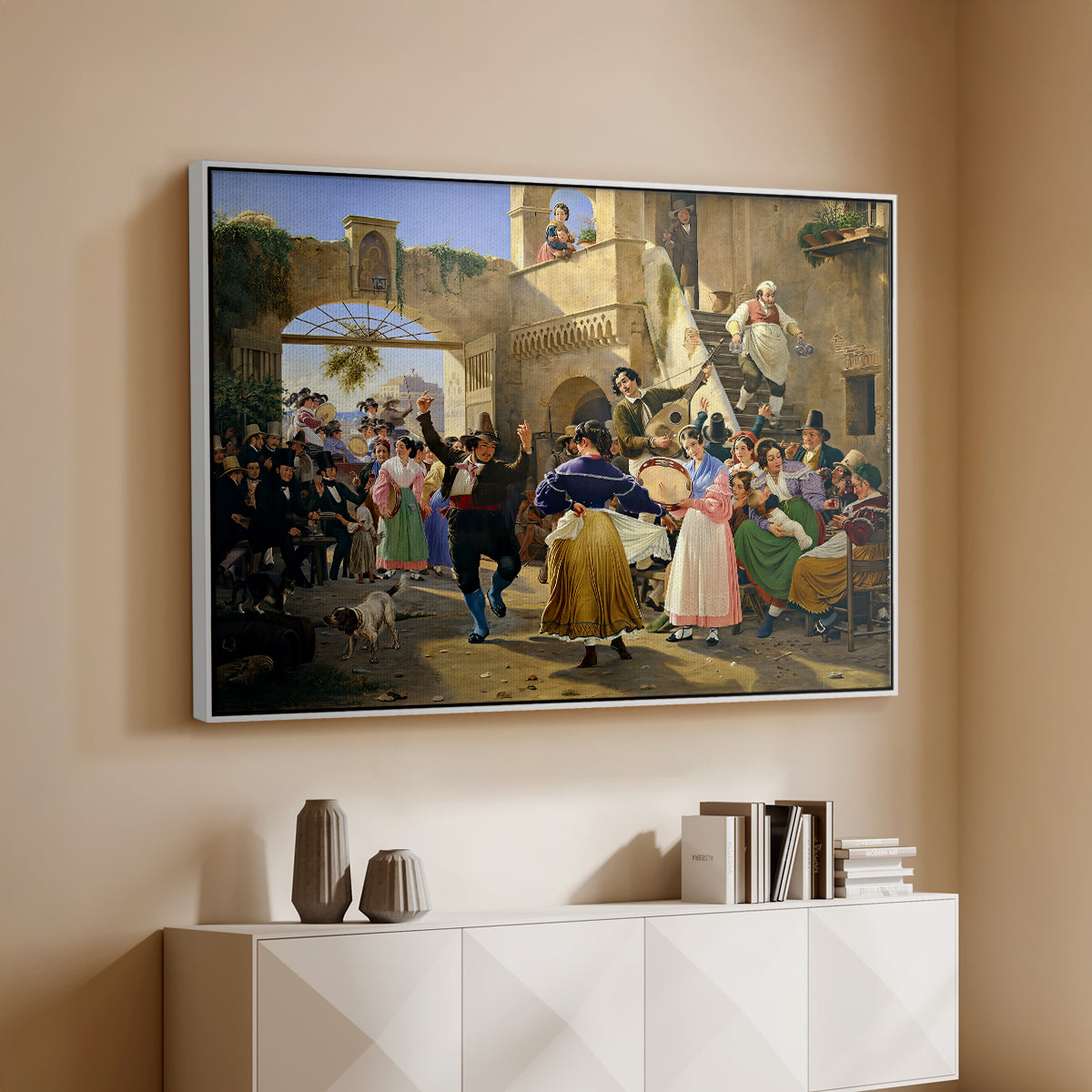 Romans Gathered for Merriment at an Osteria, 1839 - Floater Framed Canvas Print