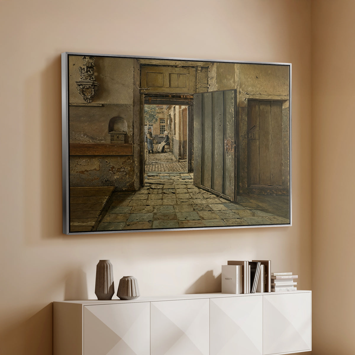 The Conversation, 1884 - Floater Framed Canvas Print