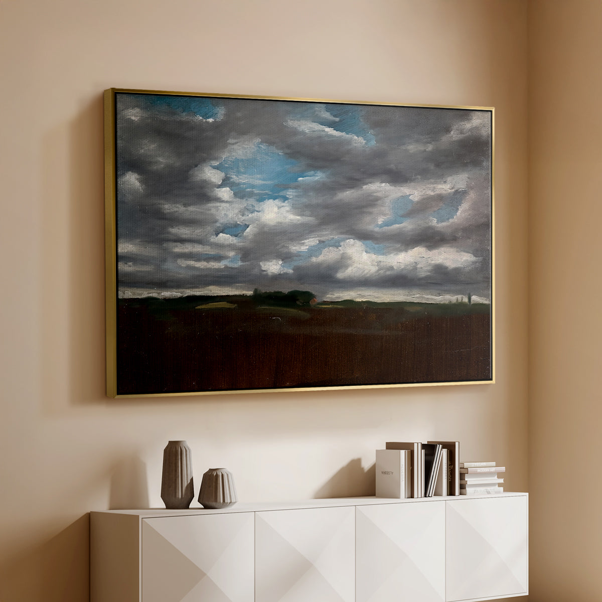 Extensive Landscape with Grey Clouds, c. 1821-1822 - Floater Framed Canvas Print