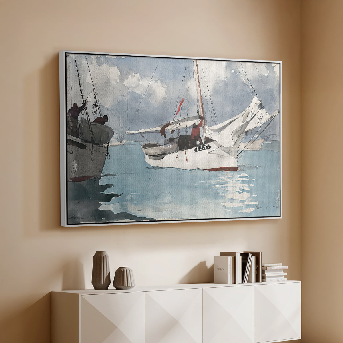 Fishing Boats, Key West, 1903 - Floater Framed Canvas Print