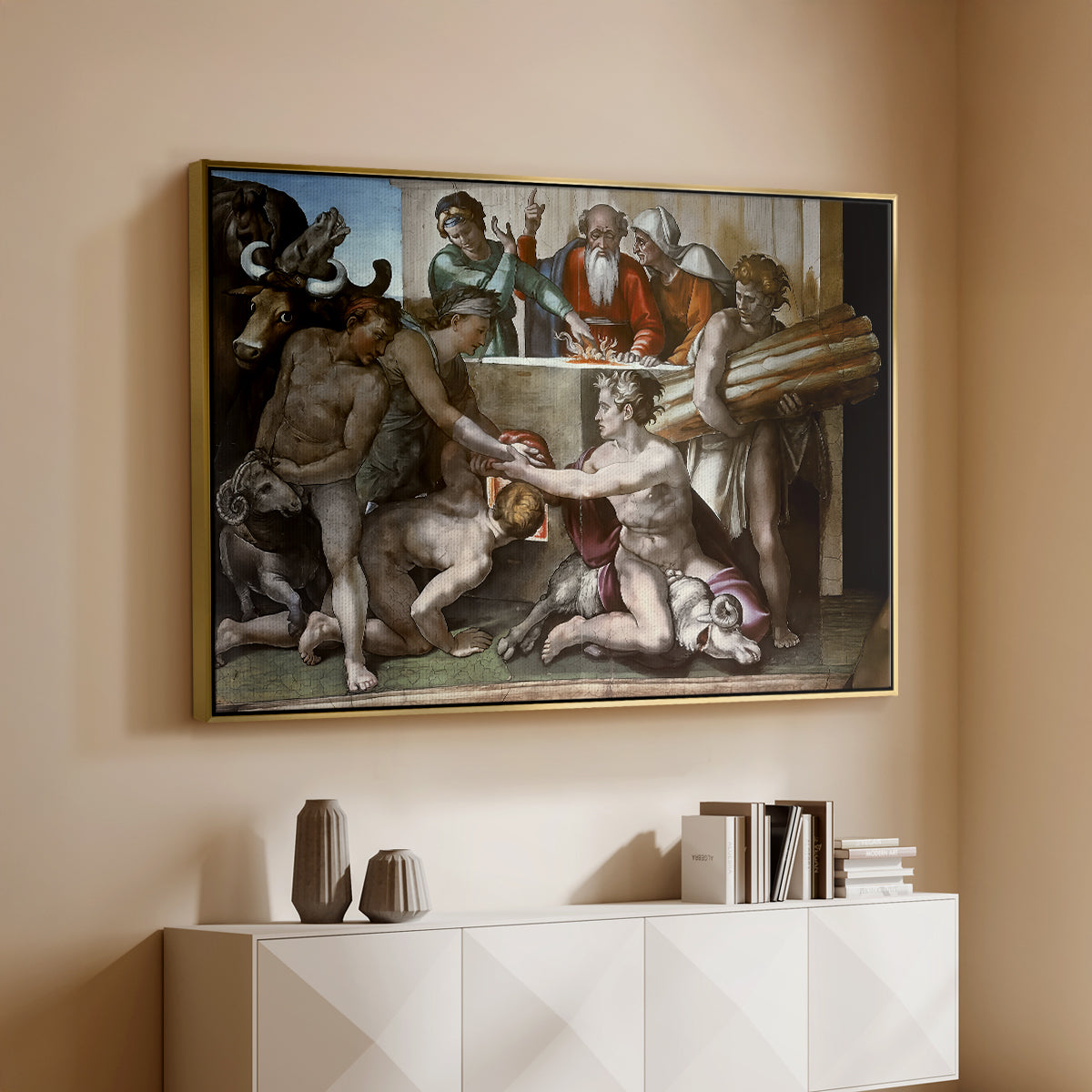 The Sacrifice of Noah (Sistine Chapel), 1509 - Floater Framed Canvas Print