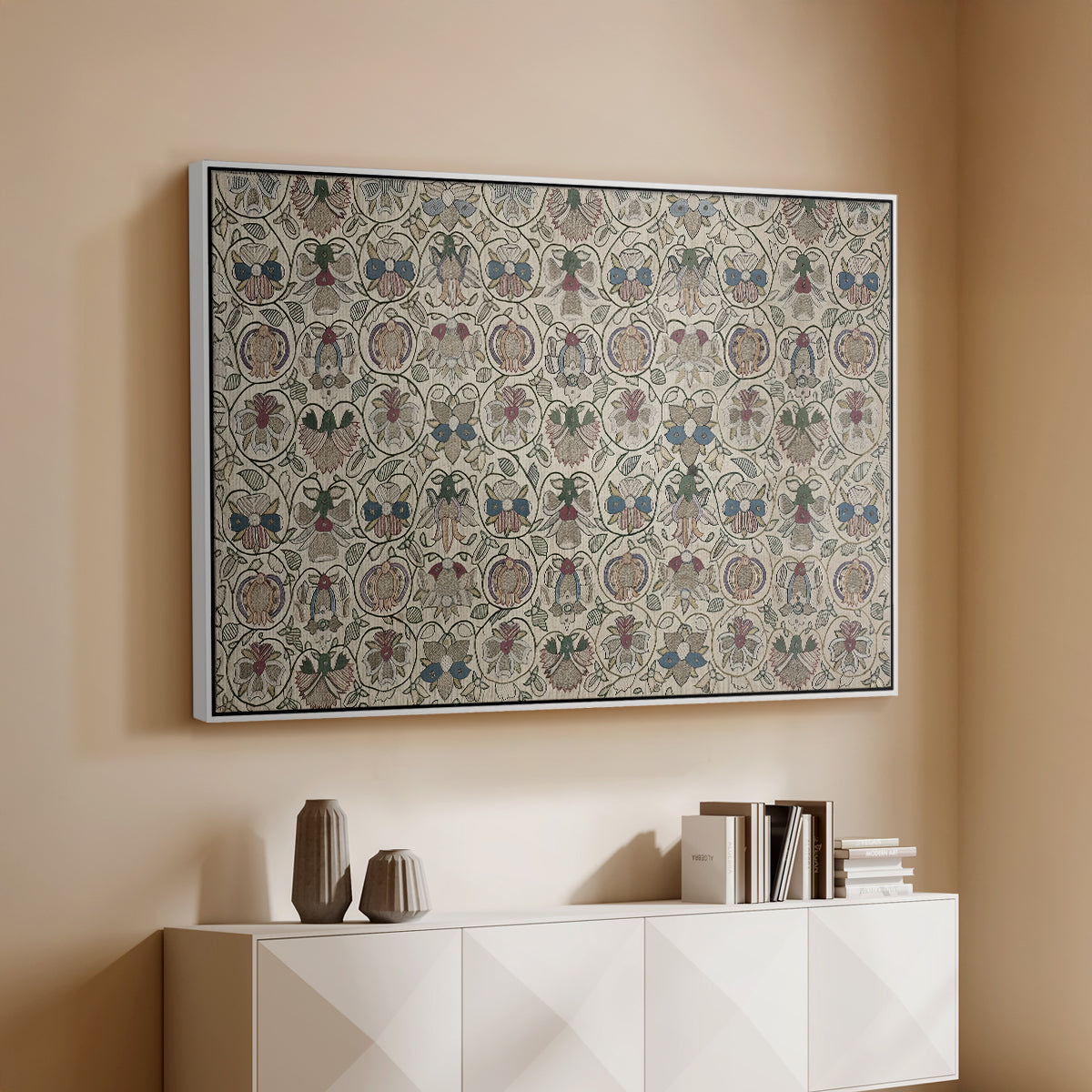 Long Cushion Cover (Printed Textile), c. 1600 - Floater Framed Canvas Print