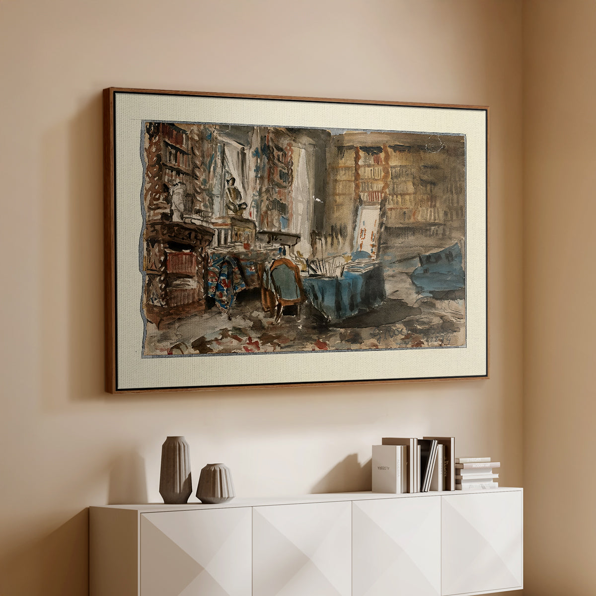 Cabinet de Flaubert à Croisset, 1874 - Floater Framed Canvas Print