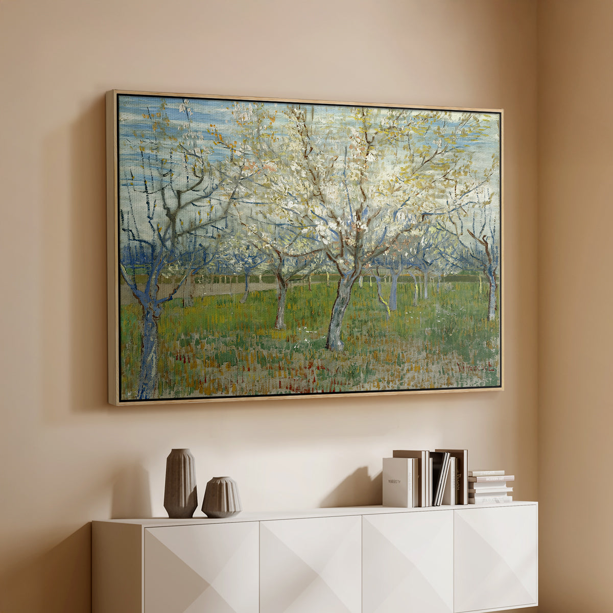The Pink Orchard, 1888 - Floater Framed Canvas Print