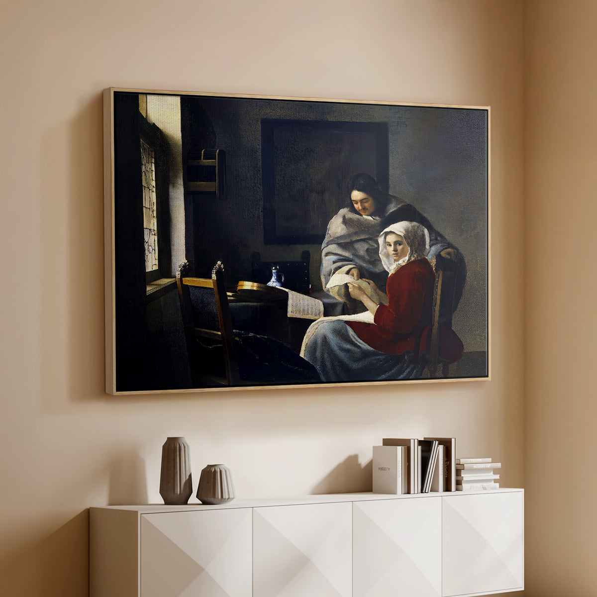 Girl Interrupted at Her Music, c. 1658-1659 - Floater Framed Canvas Print