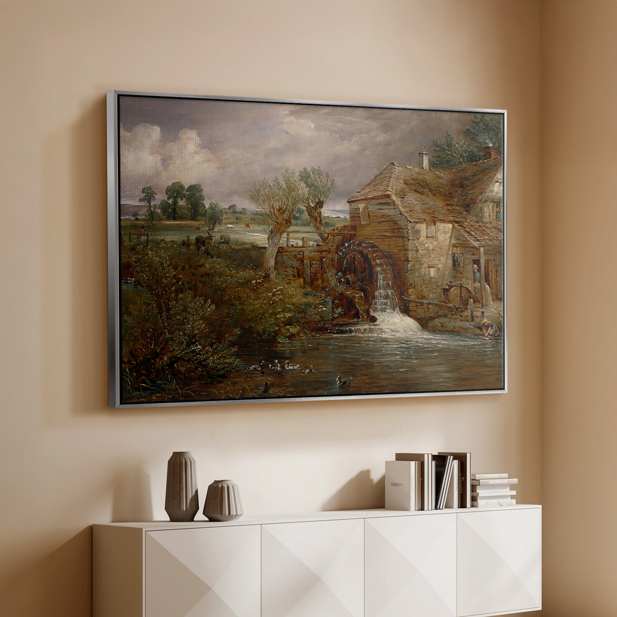Parham Mill, Gillingham, 1826 - Floater Framed Canvas Print