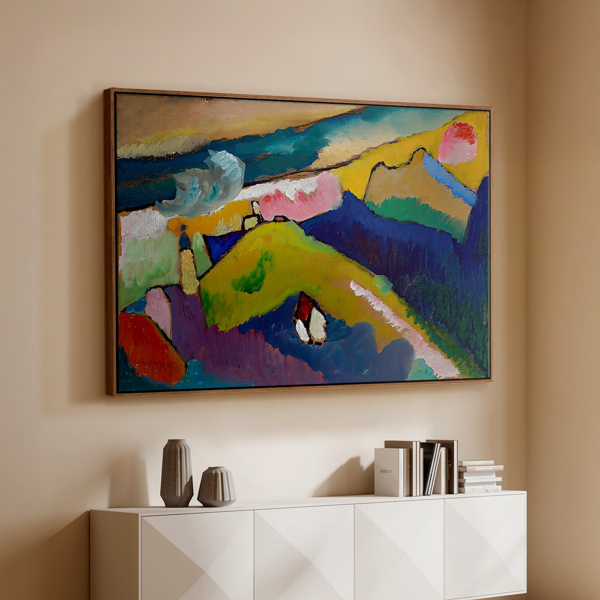 Murnau Mountain Landscape with Church, 1910 - Floater Framed Canvas Print