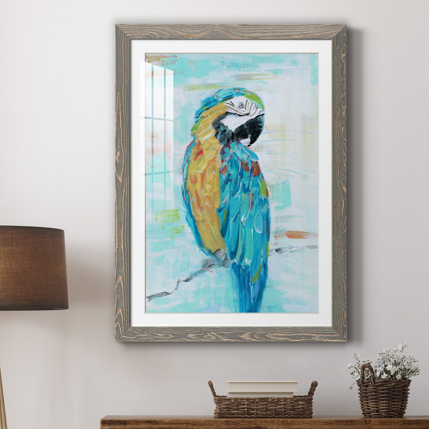 Island Parrot I - Premium Framed Print - Distressed Barnwood Frame - Ready to Hang