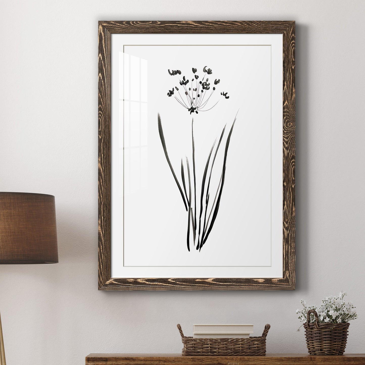 Inky Botanical II - Premium Framed Print - Distressed Barnwood Frame - Ready to Hang