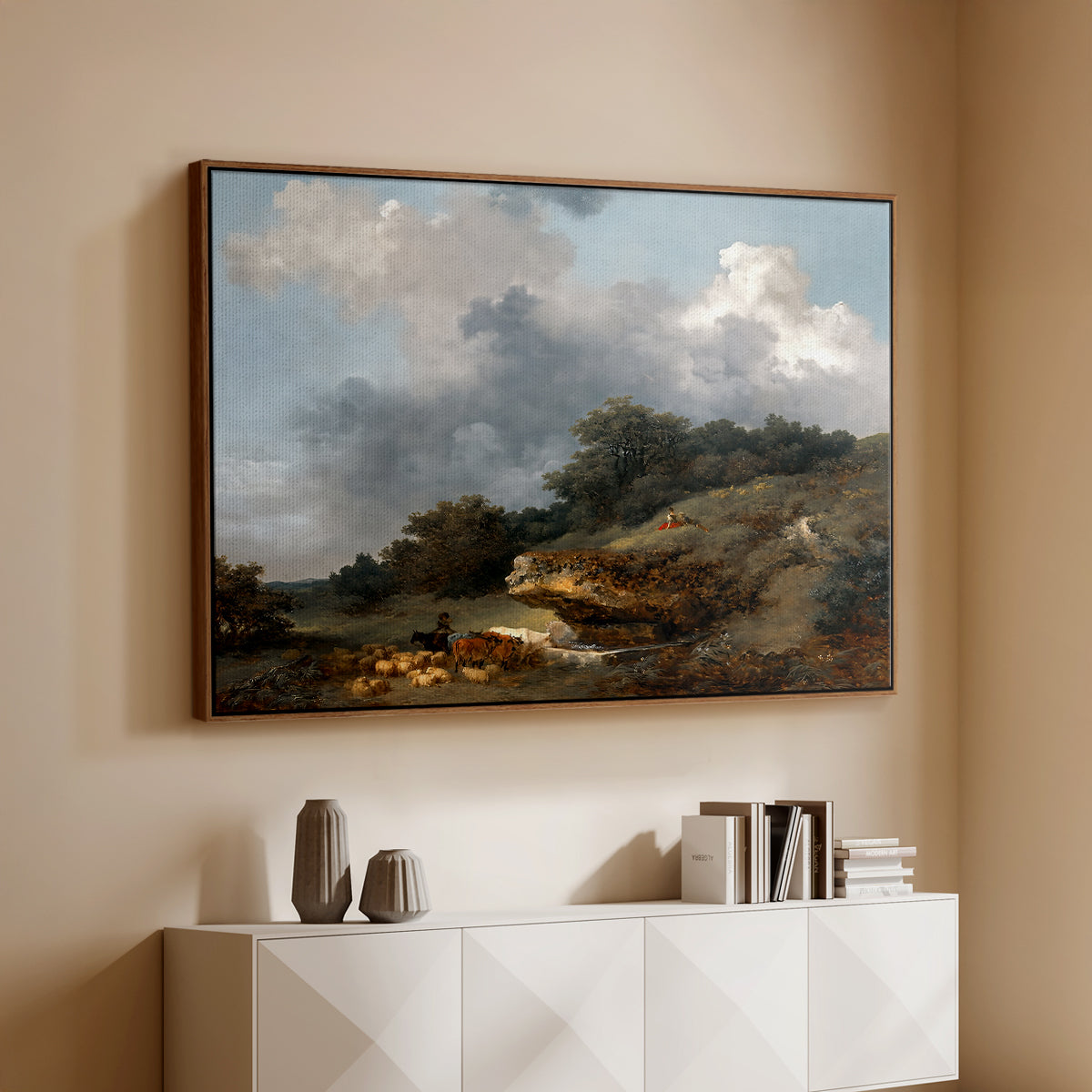 The Watering Place, c. 1765 - Floater Framed Canvas Print