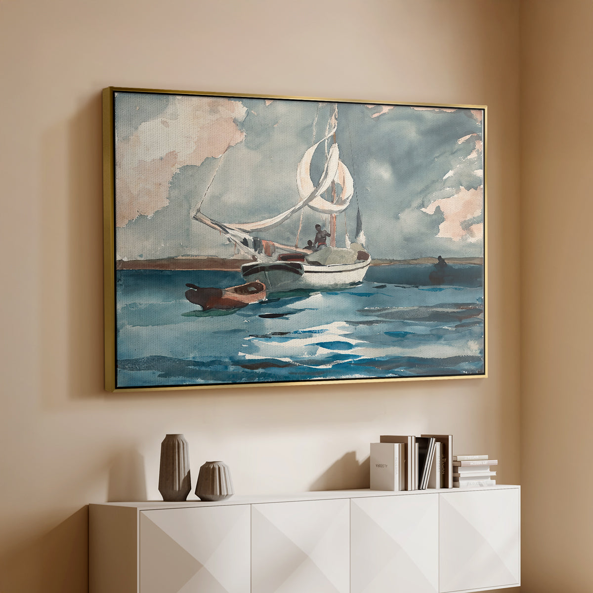Sloop, Nassau, 1899 - Floater Framed Canvas Print