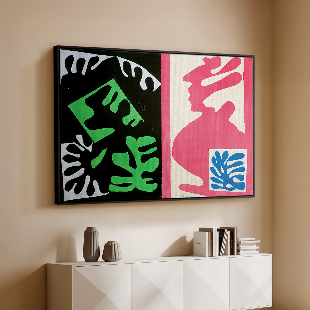 Composition, Black and Red, from Jazz, 1947 - Floater Framed Canvas Print