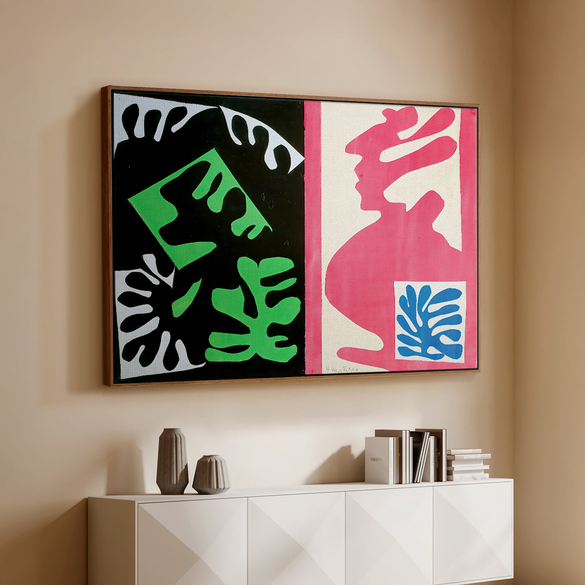 Composition, Black and Red, from Jazz, 1947 - Floater Framed Canvas Print