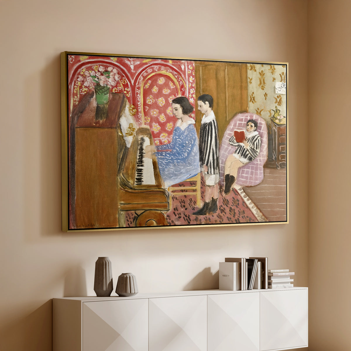 The Piano Lesson, 1923 - Floater Framed Canvas Print