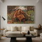 Canvas art print featuring a symbolic depiction of soul in anguish amid chaotic forms, displayed in a spacious living room