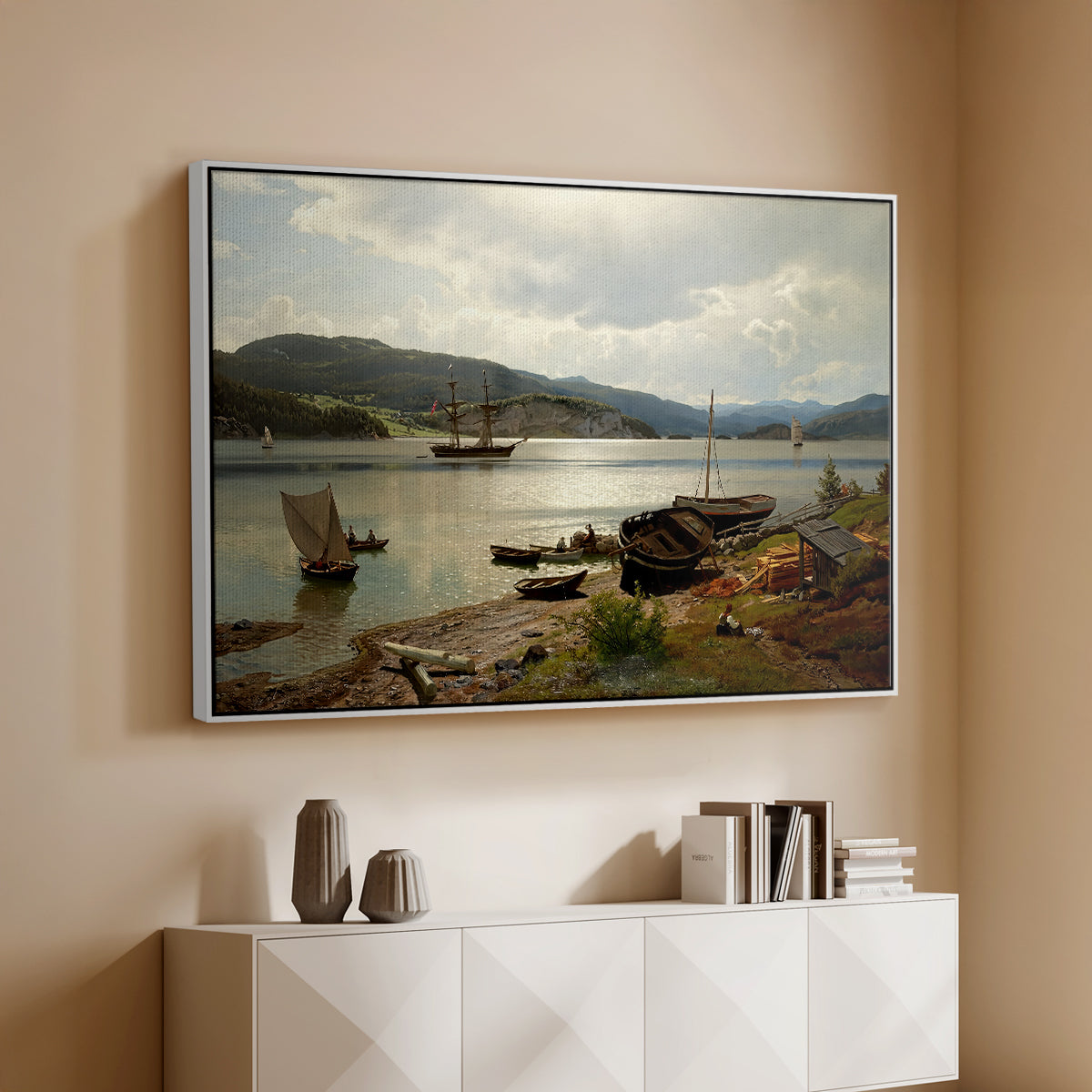 By the Water, 1876 - Floater Framed Canvas Print