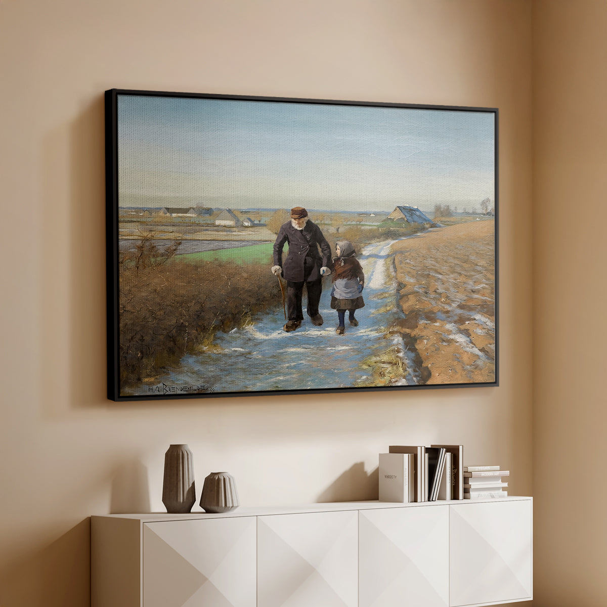 The Old Man and the Child, 1888 - Floater Framed Canvas Print