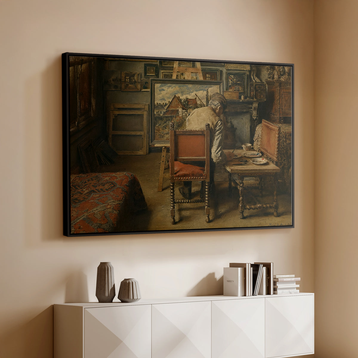 The Retoucher (The Restorer), 1876 - Floater Framed Canvas Print