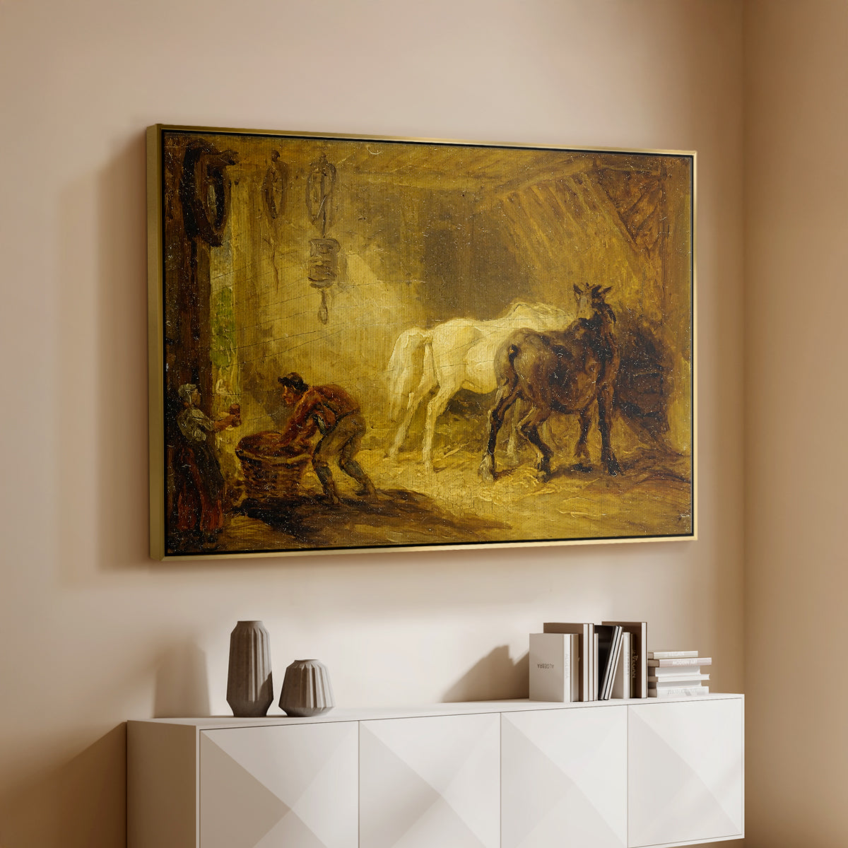 Heath Ewe and Lambs, 1810 - Floater Framed Canvas Print