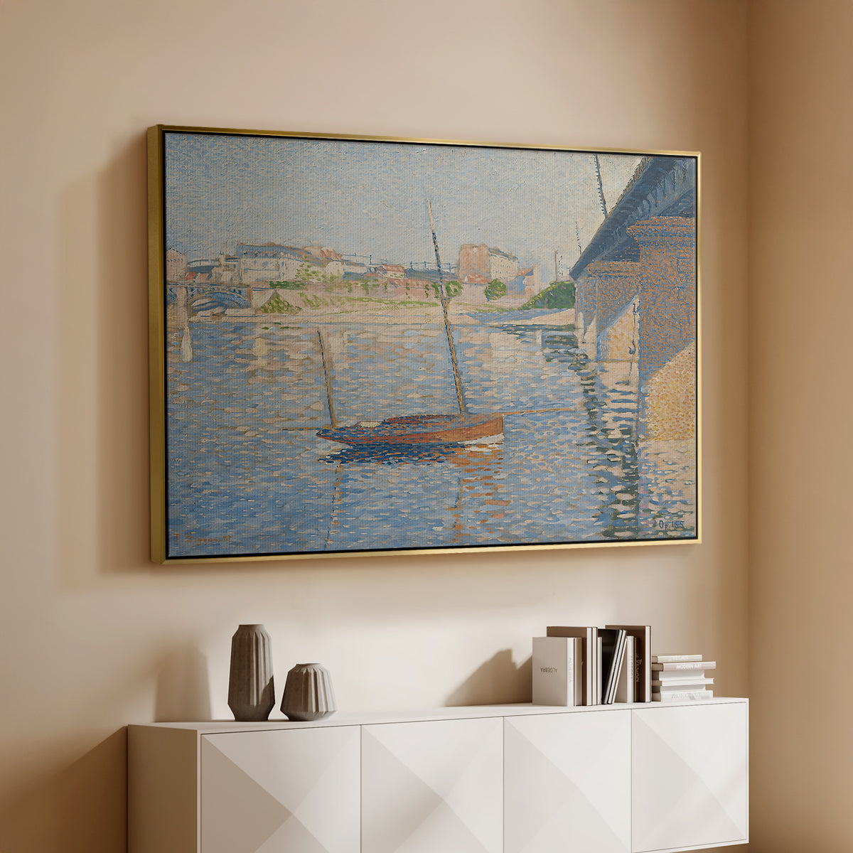 Le Clipper, Asnières, 1887 - Floater Framed Canvas Print