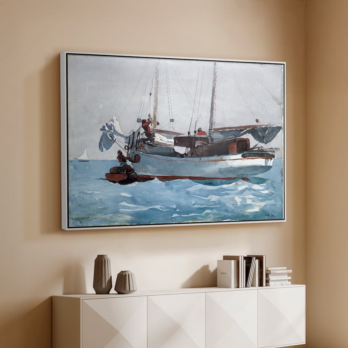 Taking on Wet Provisions, 1903 - Floater Framed Canvas Print
