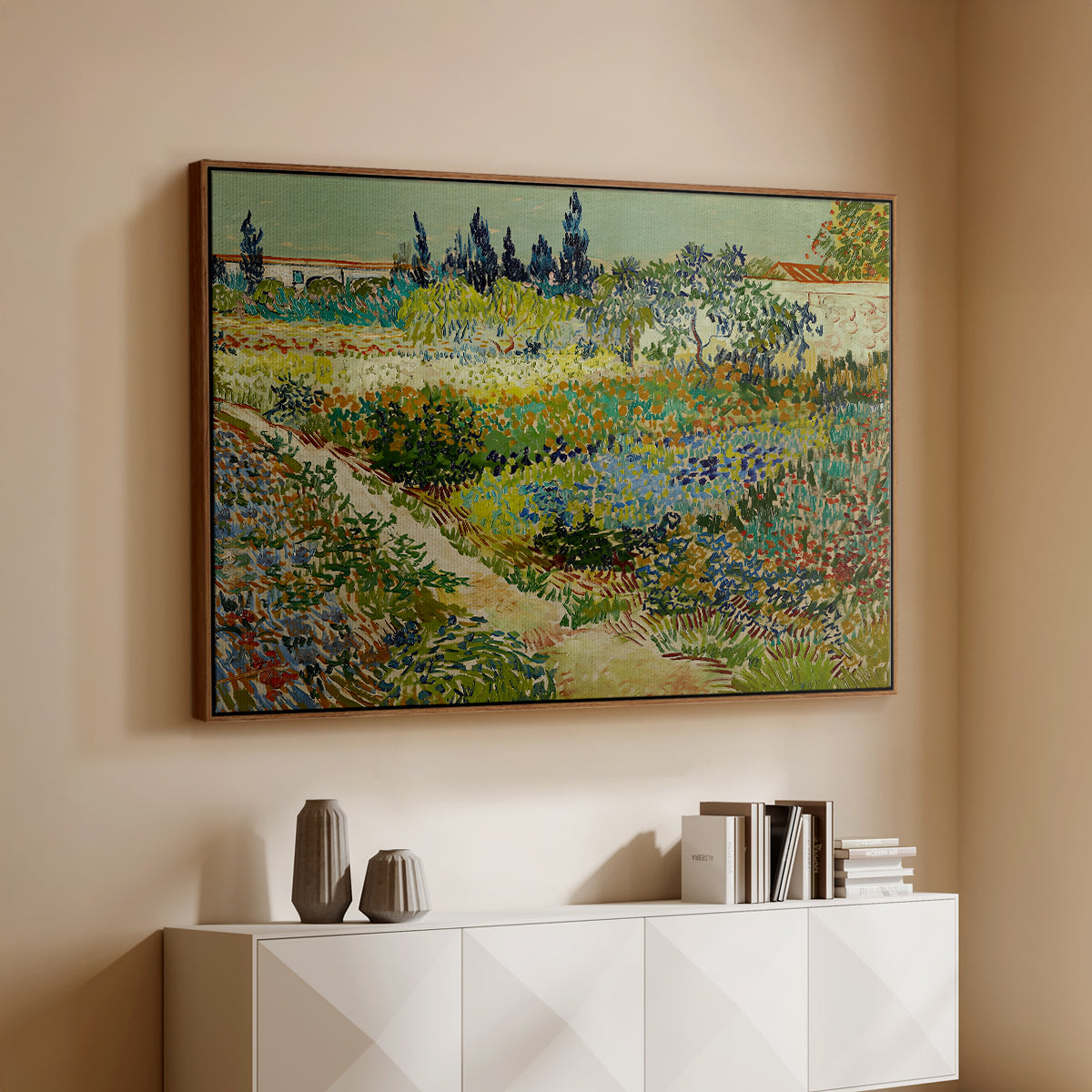 Garden at Arles, 1888 - Floater Framed Canvas Print